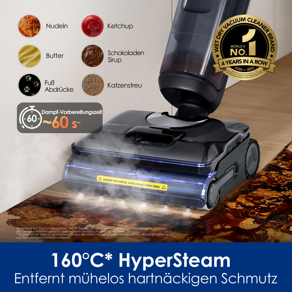Tineco FLOOR ONE S7 Stretch Steam Lavapavimenti e Aspirapolvere a Vapore Senza Fili