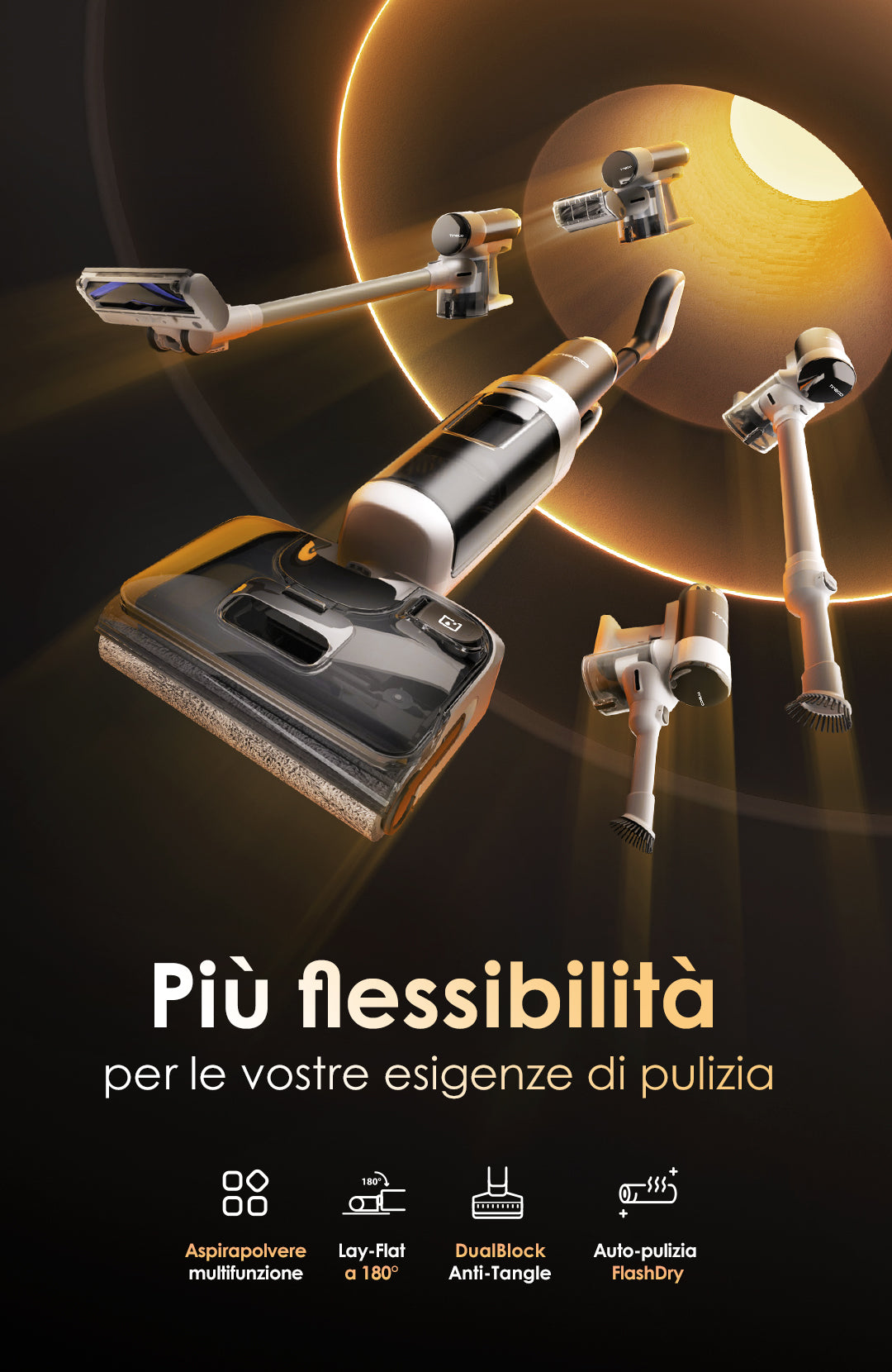 Tineco Floor ONE Switch S6 Stretch Aspirapolvere Lavapavimenti, aspirapolvere senza fili, scopa elettrica senza fili, scopa elettrica, reinigung