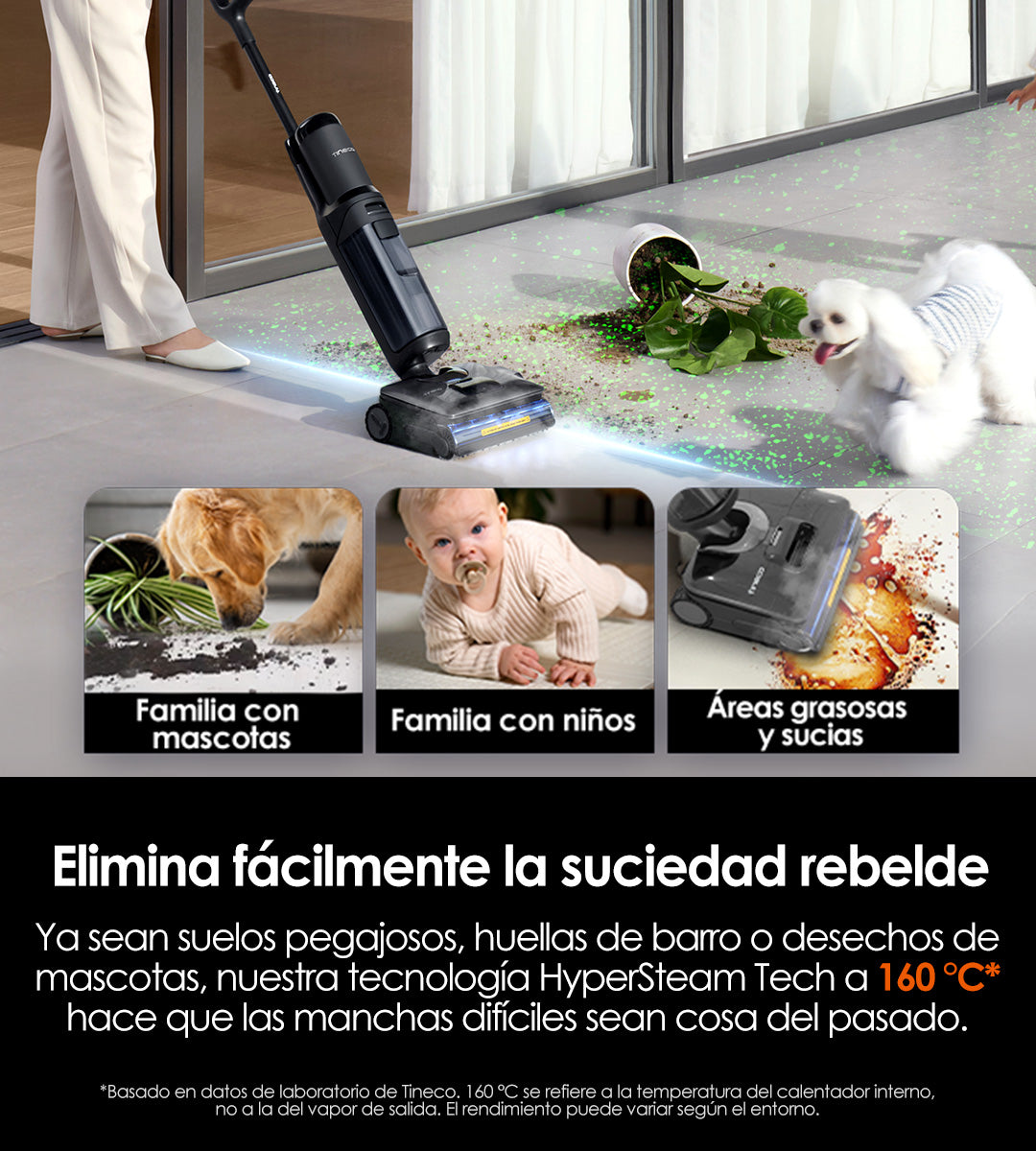 Tineco FLOOR ONE S7 Stretch Steam Aspiradora en Seco y Húmedo,aspiradora sin cable, aspiradora de mano, aspirador sin cable