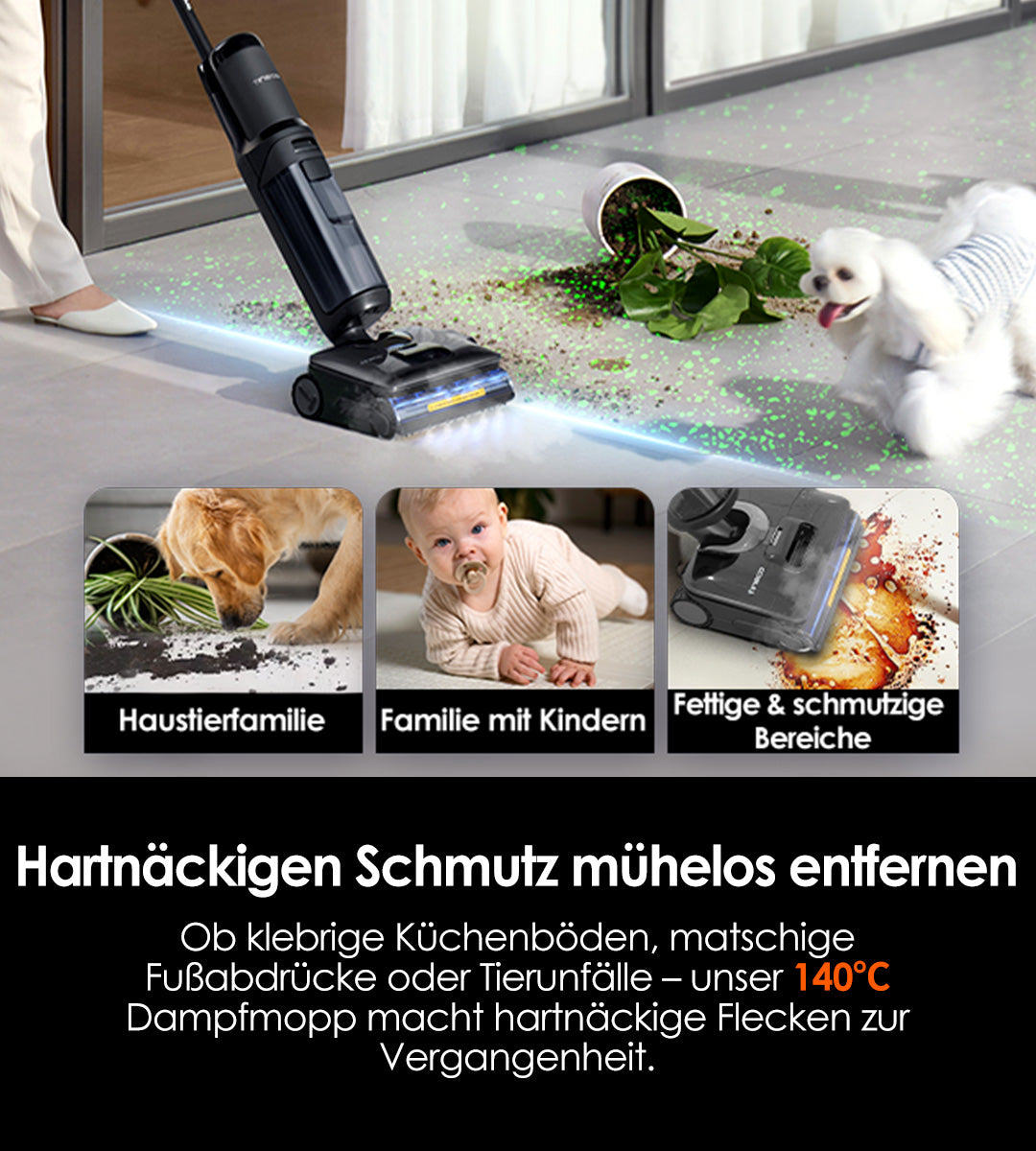 Tineco FLOOR ONE S7 Stretch Steam Nass- und Trockensauger, dampfreiniger, nass trockensauger, wischsauger, staubsauger, Besen, staubsauger kabellos, akku staubsauger