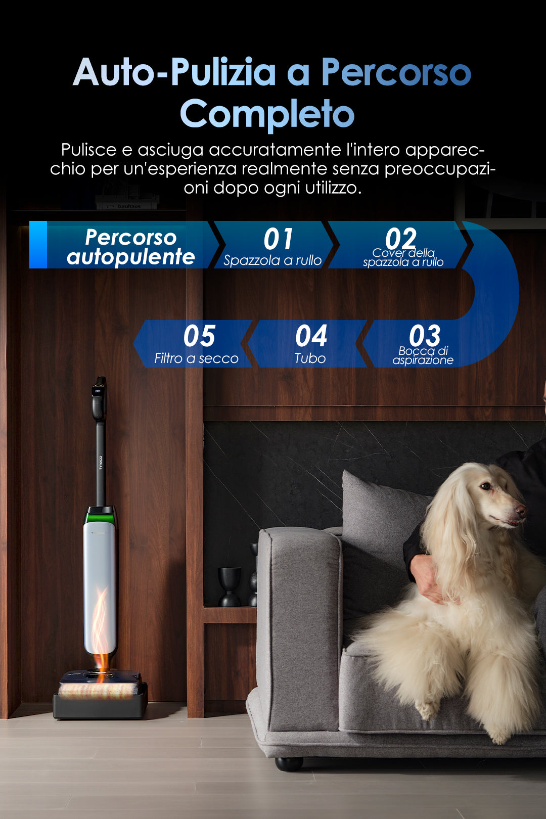 Tineco Floor One S9 Artist Aspirapolvere Lavapavimenti, aspirapolvere senza fili, scopa elettrica senza fili