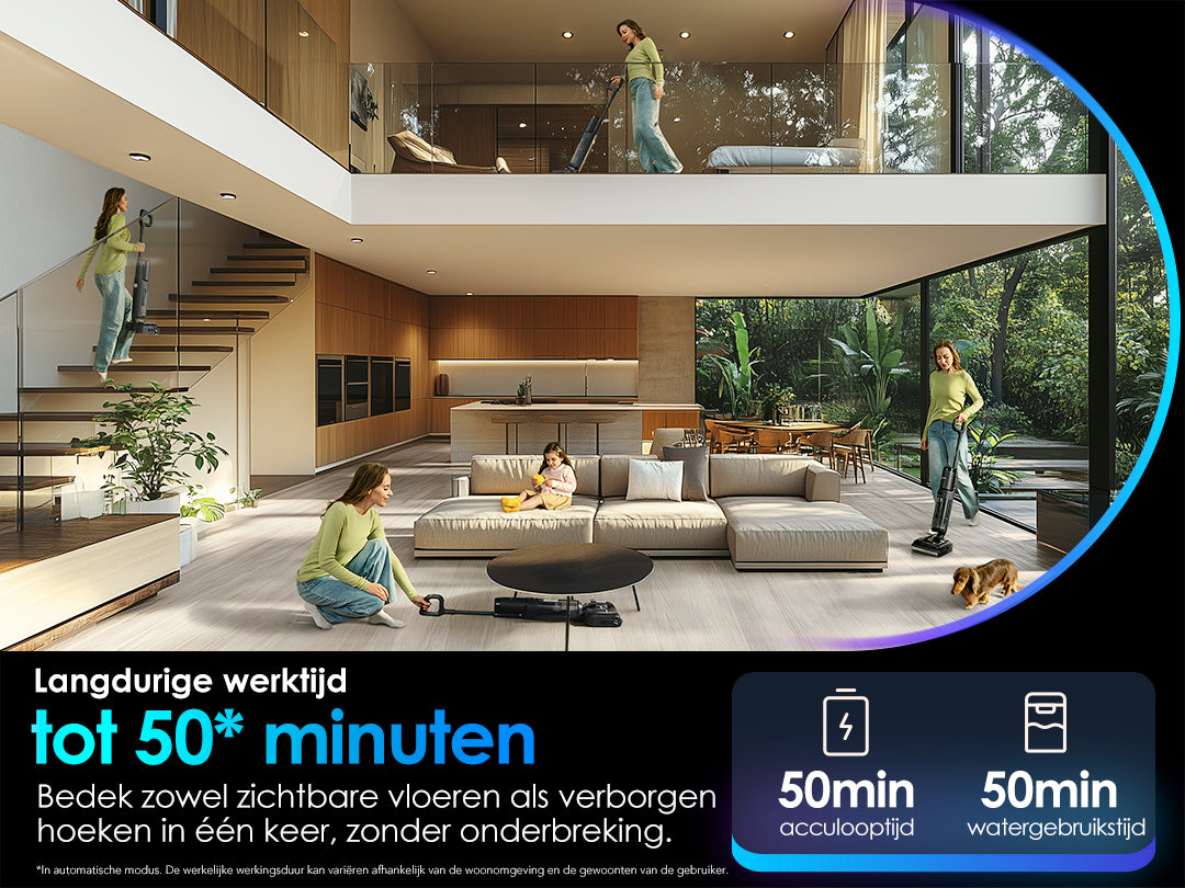Tineco Floor ONE S7 Stretch Ultra Snoerloze Stofzuiger met Dweilfunctie, stofzuiger, steelstofzuiger, draadloze stofzuiger, beste stofzuiger, dweil