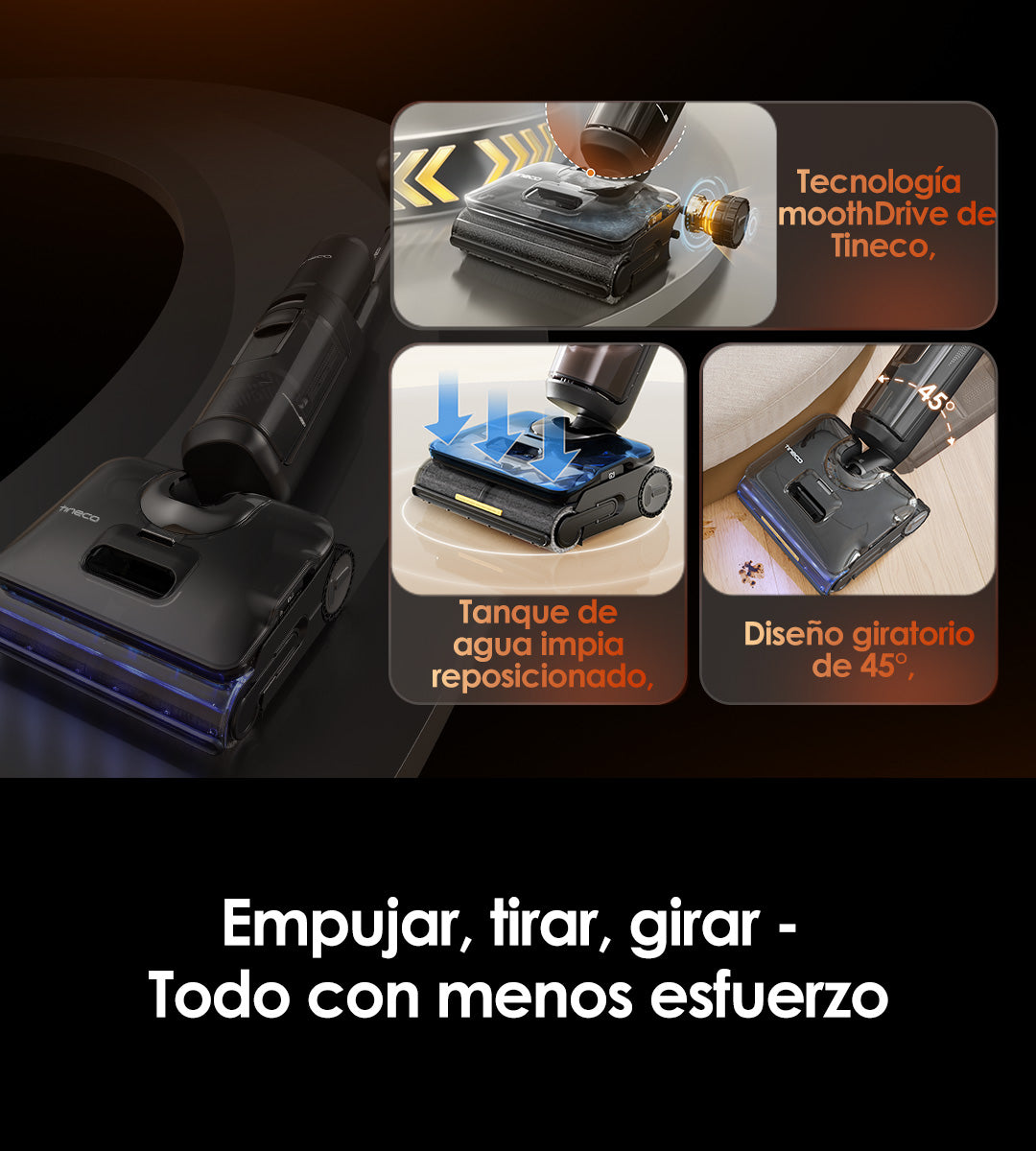 Tineco FLOOR ONE S7 Stretch Steam Aspiradora en Seco y Húmedo,aspiradora sin cable, aspiradora de mano, aspirador sin cable