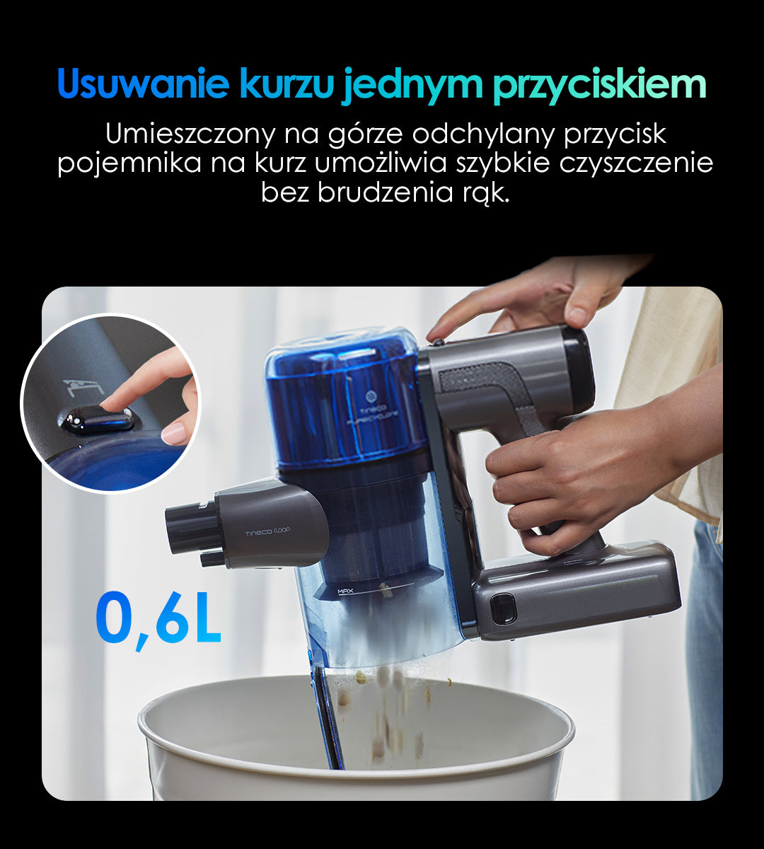 Tineco PURE ONE S70 Bezprzewodowy inteligentny odkurzacz, odkurzacz, odkurzacz bezprzewodowy, odkurzacz pionowy, odkurzacz bezworkowy, odkurzacz ręczny