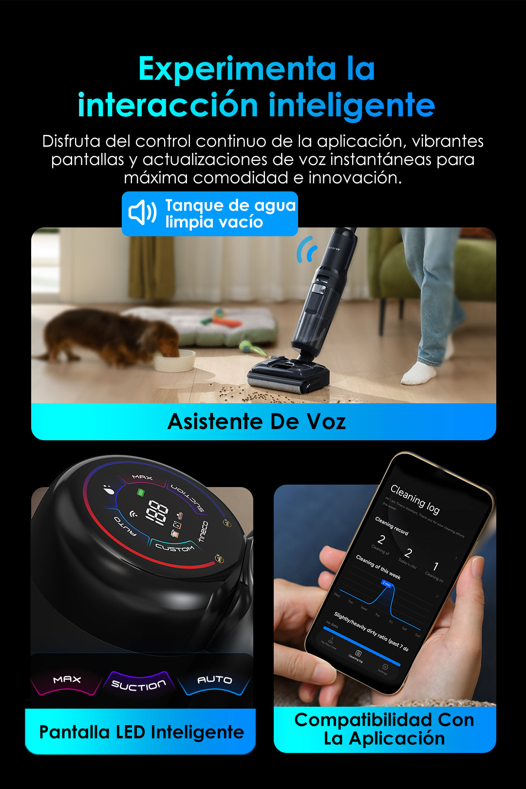 Tineco Floor One S7 Stretch Ultra Fregadora y aspiradora inteligente, aspiradora sin cable, escoba eléctrica sin cable, escoba eléctrica