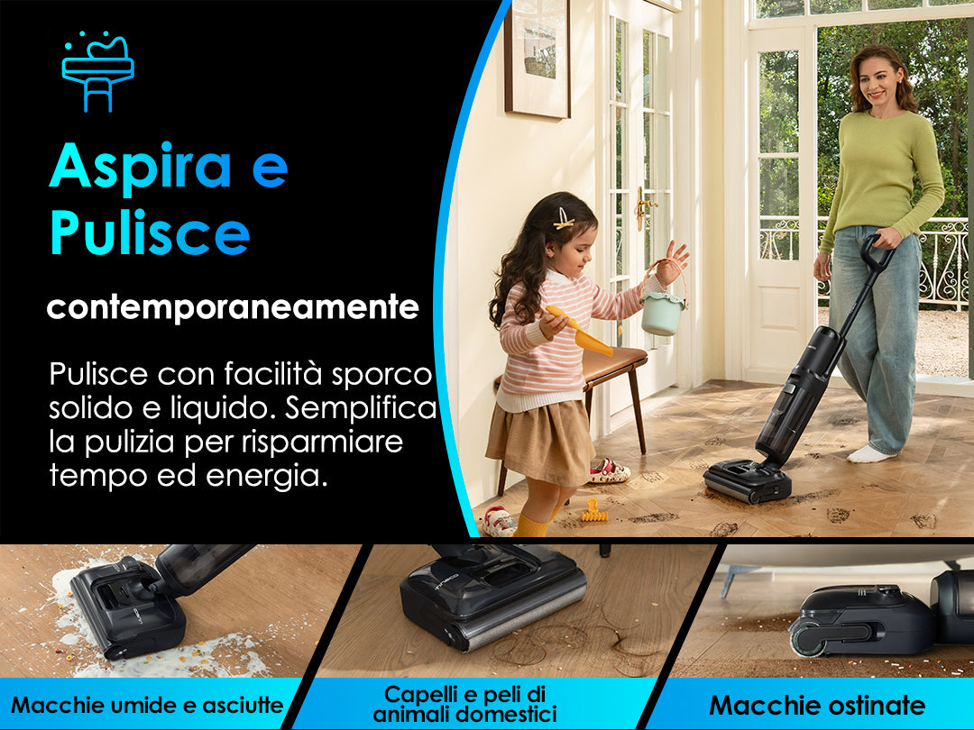 Tineco Floor One S7 Stretch Ultra Lavapavimenti e Aspirapolvere, aspirapolvere senza fili, scopa elettrica senza fili, scopa elettrica, reinigung