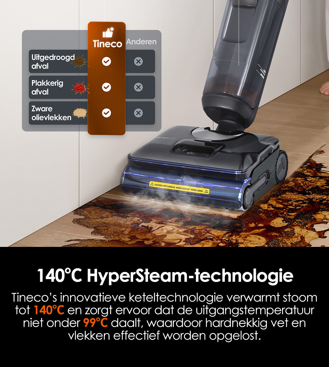Tineco FLOOR ONE S7 Stretch Steam Stofzuiger met Dweilfunctie, stofzuiger, steelstofzuiger, draadloze stofzuiger, dweil, beste stofzuiger