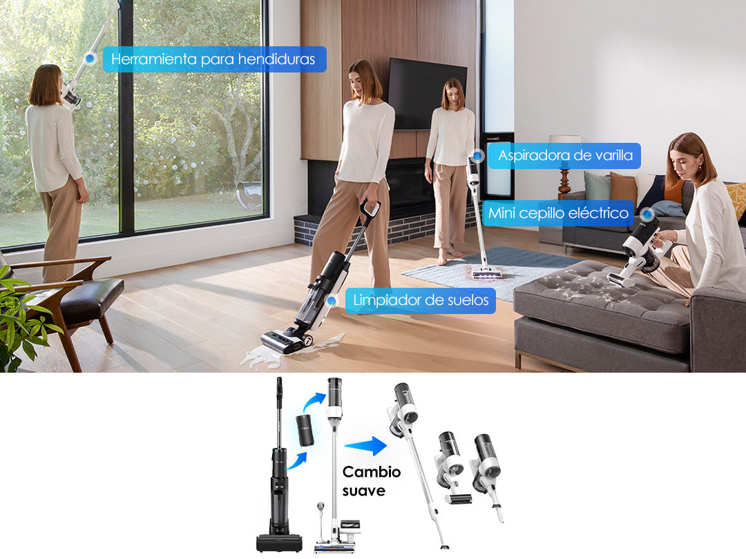 Tineco FLOOR ONE SWITCH S7 Fregadora y Aspiradora, aspiradora sin cable, escoba eléctrica sin cable, escoba eléctrica, limpieza