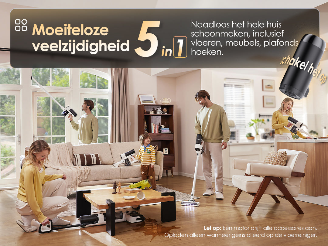 Tineco Floor ONE Switch S6 Stretch Stofzuiger met Dweilfunctie, stofzuiger, steelstofzuiger, draadloze stofzuiger, beste stofzuiger, dweil