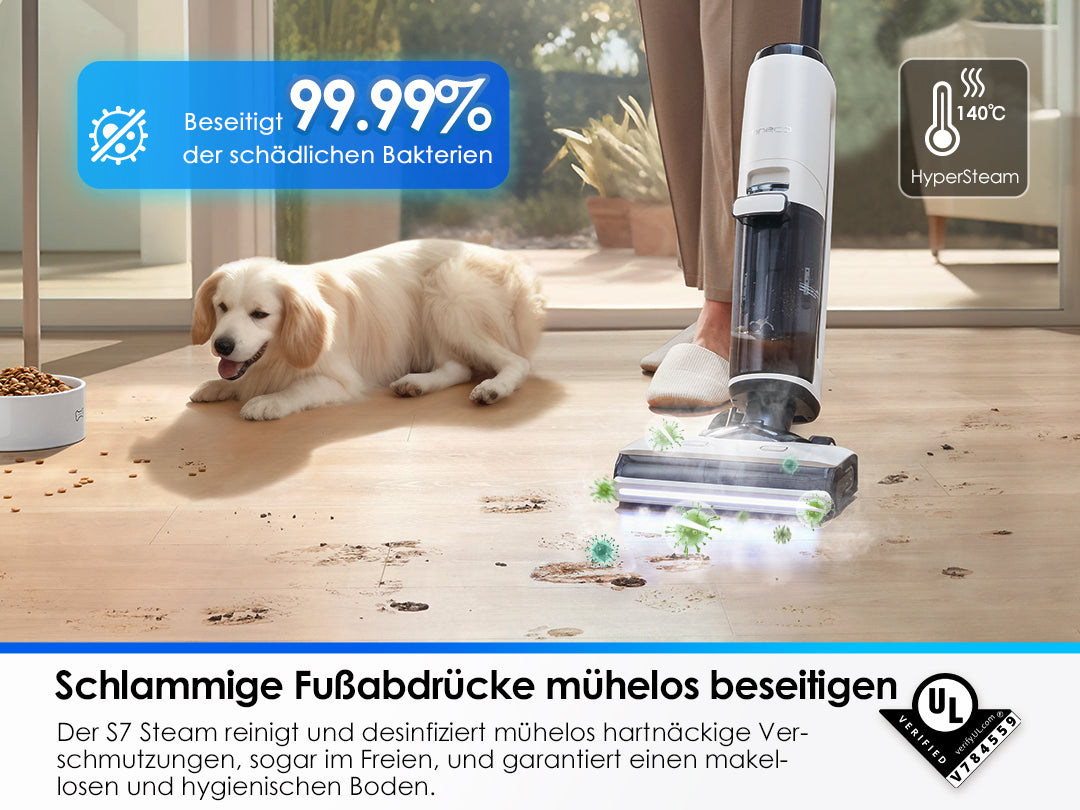 Tineco FLOOR ONE S7 Steam intelligenter Nass- und Trockensauger, Dampfreiniger,nasssauger, nass trockensauger, staubsauger, wischsauger, wischmop