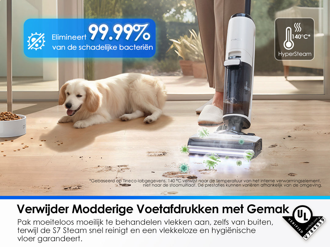 Tineco FLOOR ONE S7 Steam Intelligente Stofzuiger met Dweilfunctie, stofzuiger, steelstofzuiger, draadloze stofzuiger, beste stofzuiger, dweil