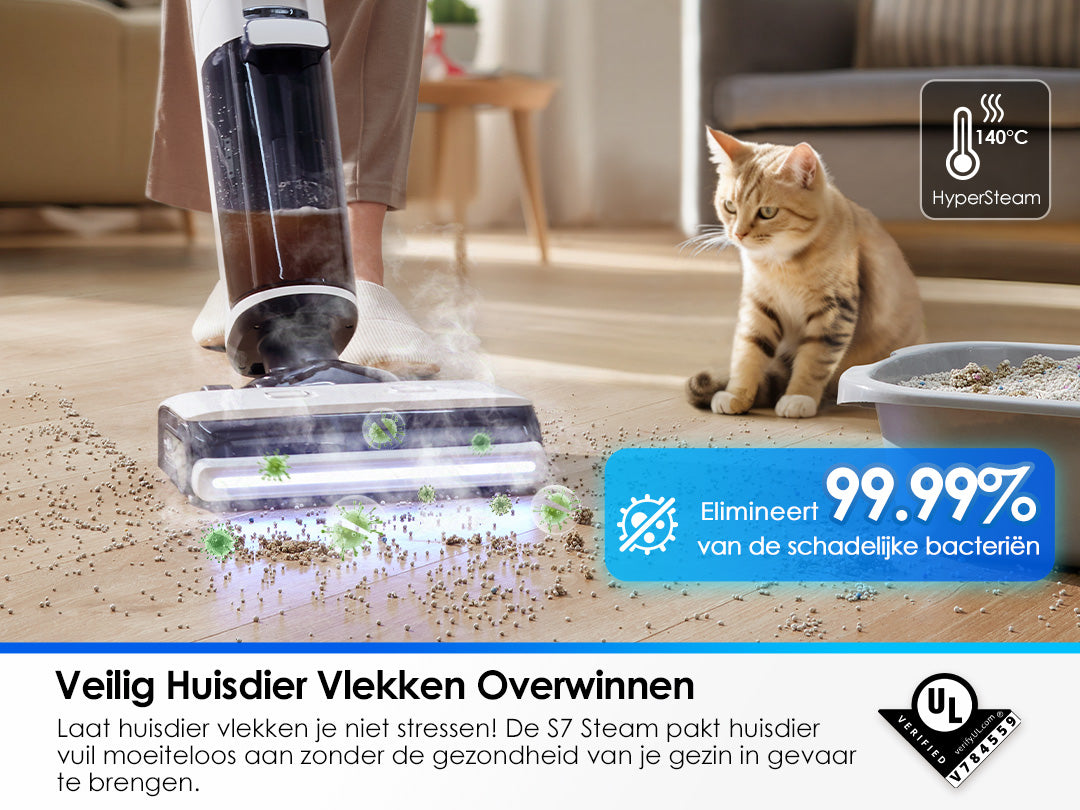 Tineco FLOOR ONE S7 Steam Intelligente Stofzuiger met Dweilfunctie, stofzuiger, steelstofzuiger, draadloze stofzuiger, beste stofzuiger, dweil