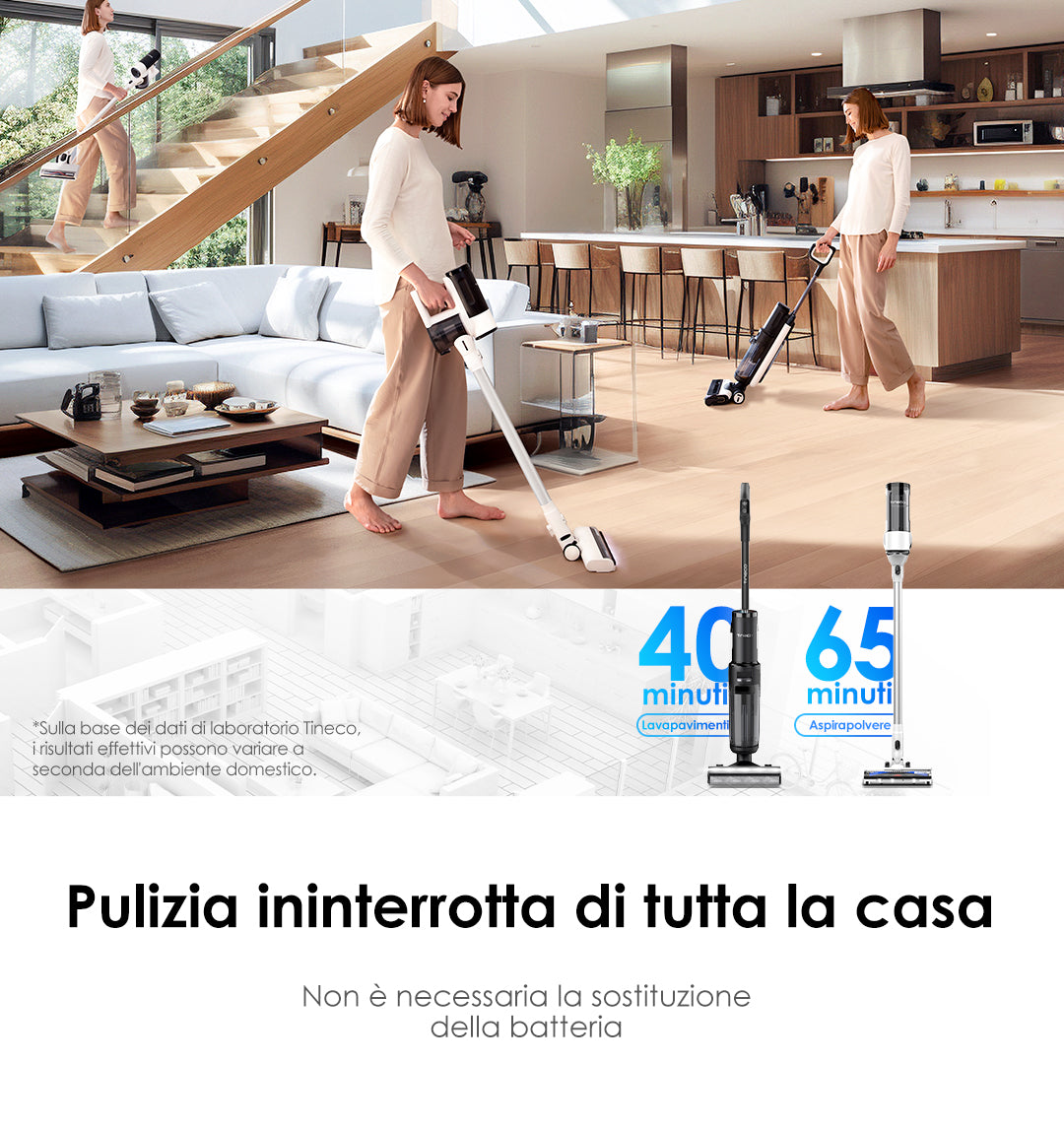 Tineco FLOOR ONE SWITCH S7 Lavapavimenti e Aspirapolvere, aspirapolvere senza fili, scopa elettrica senza fili, scopa elettrica, reinigung