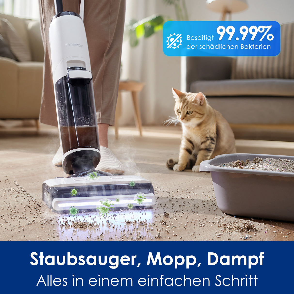 Tineco FLOOR ONE S7 Steam intelligenter Nass- und Trockensauger, Dampfreiniger,nasssauger, nass trockensauger, staubsauger, wischsauger, wischmop