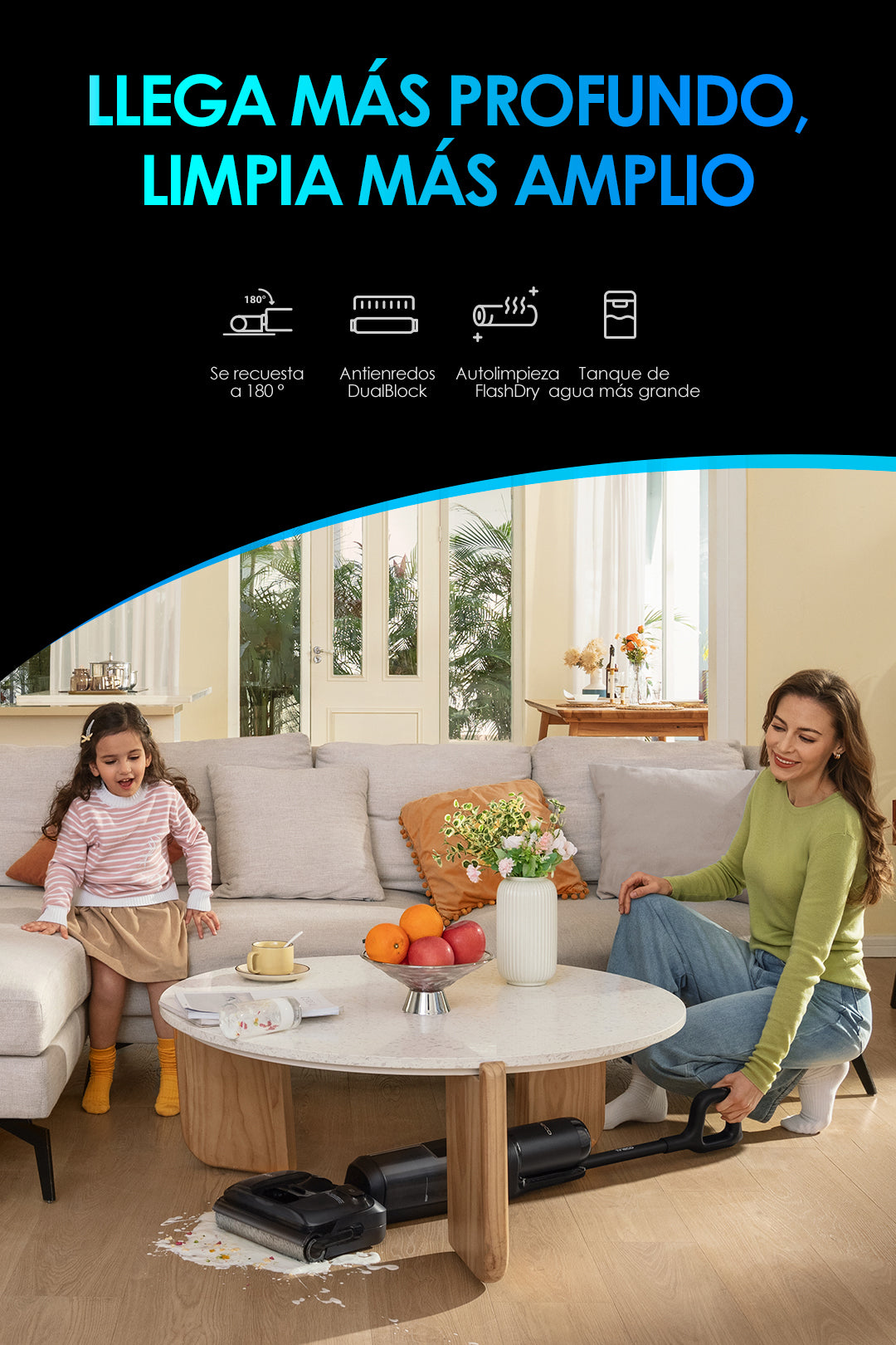Tineco Floor One S7 Stretch Ultra Fregadora y aspiradora inteligente, aspiradora sin cable, escoba eléctrica sin cable, escoba eléctrica
