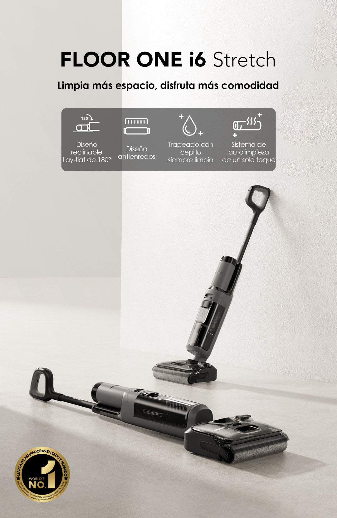 Tineco FLOOR ONE i6 Stretch Aspiradora en Seco y Húmedo, aspiradora sin cable, aspiradora de mano, aspirador sin cable, aspiradoras sin cable