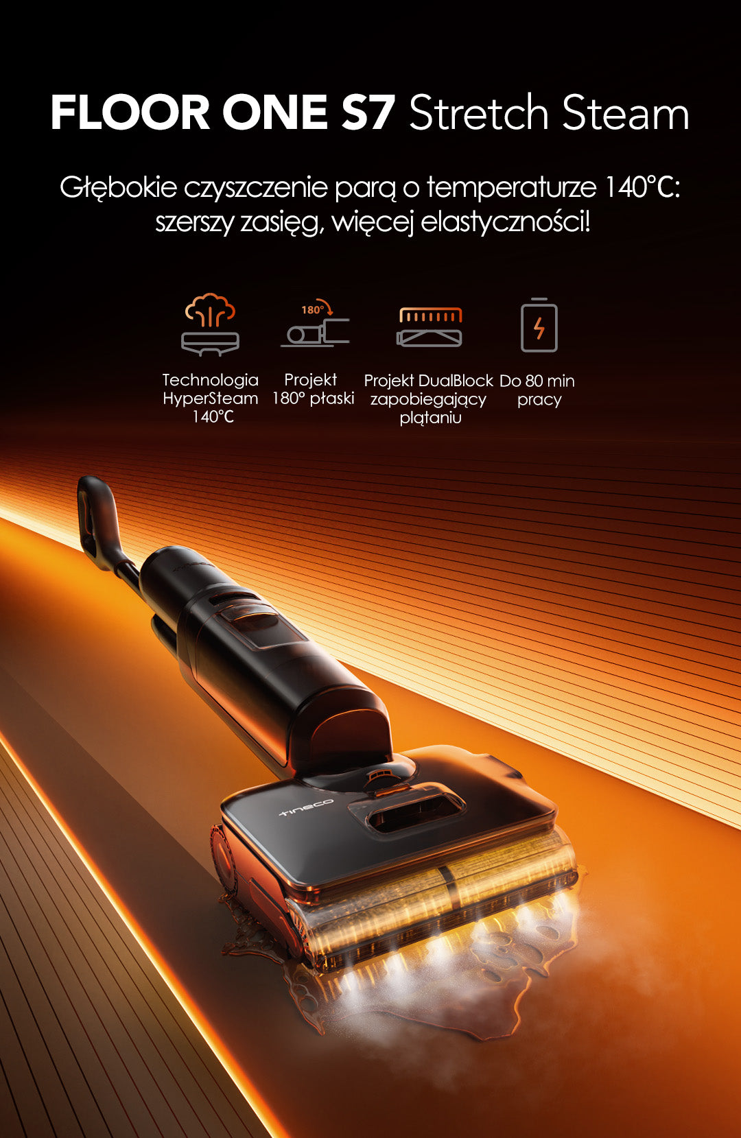 Tineco FLOOR ONE S7 Stretch Steam Odkurzacz Piorący, myjka parowa, odkurzacz, odkurzacz piorący, odkurzacz pionowy, odkurzacz myjący, odkurzacz mopujący