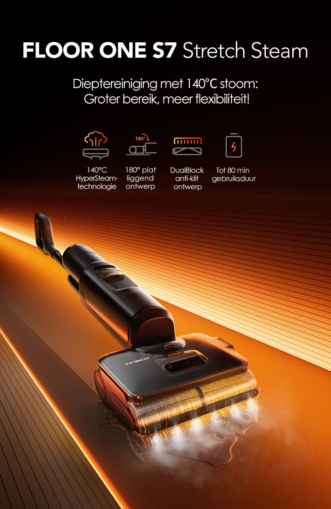 Tineco FLOOR ONE S7 Stretch Steam Stofzuiger met Dweilfunctie, stofzuiger, steelstofzuiger, draadloze stofzuiger, dweil, beste stofzuiger
