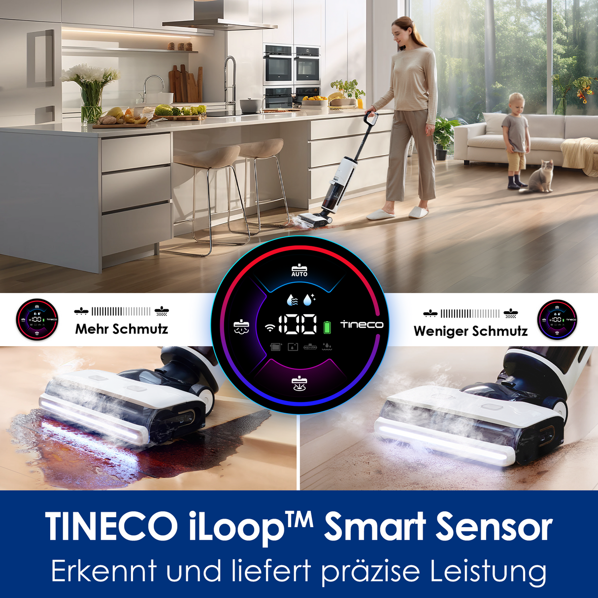 Tineco FLOOR ONE S7 Steam intelligenter Nass- und Trockensauger, Dampfreiniger,nasssauger, nass trockensauger, staubsauger, wischsauger, wischmop