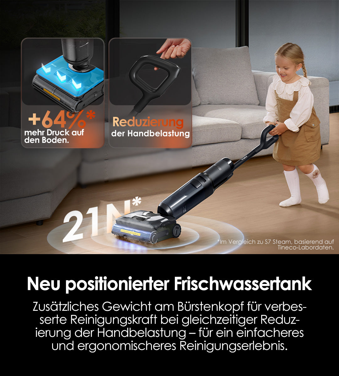 Tineco FLOOR ONE S7 Stretch Steam Nass- und Trockensauger, dampfreiniger, nass trockensauger, wischsauger, staubsauger, Besen, staubsauger kabellos, akku staubsauger