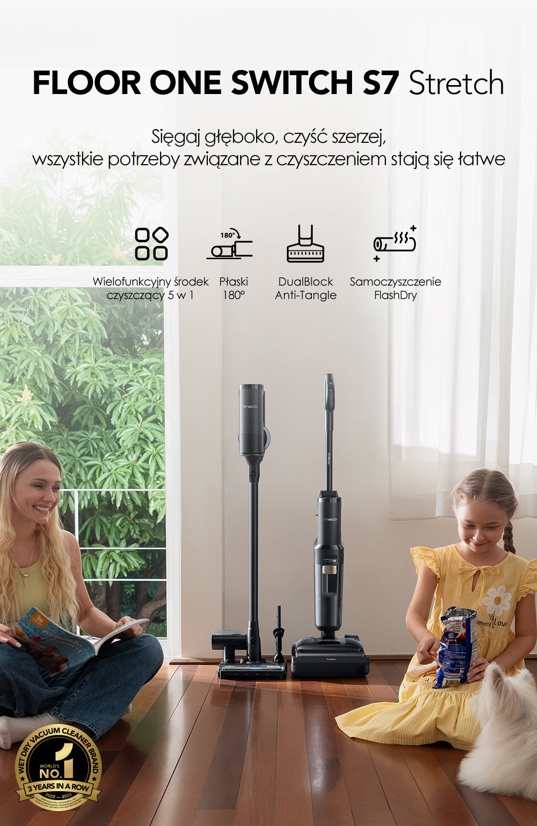 Tineco FLOOR ONE Switch S7 Stretch intelligenter Nass- und Trockensauger, wischsauger, wischmop, mopp, akku staubsauger, nass Trockensauger, beutellose staubsauger