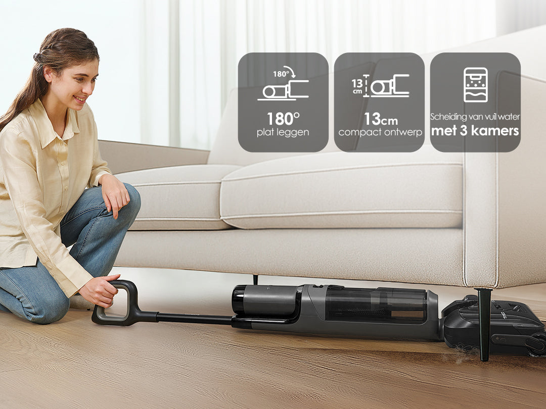 Tineco FLOOR ONE i6 Stretch Stofzuiger met Dweilfunctie,stofzuiger met zak, stofzuiger, ​steelstofzuiger, draadloze stofzuiger, dweil