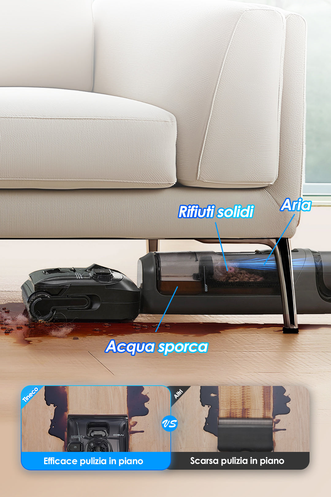 Tineco FLOOR ONE i6 Stretch Nass- und Trockensauger, aspirapolvere senza fili, scopa elettrica senza fili