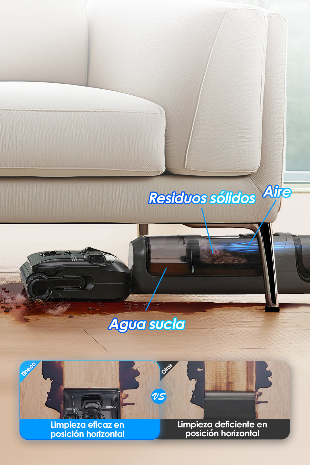Tineco FLOOR ONE i6 Stretch Aspiradora en Seco y Húmedo, aspiradora sin cable, aspiradora de mano, aspirador sin cable, aspiradoras sin cable