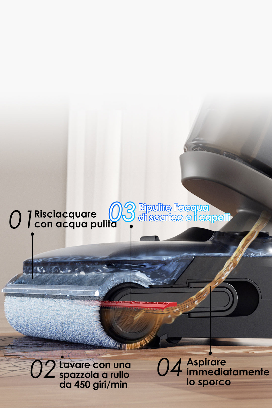 Tineco FLOOR ONE i6 Stretch Nass- und Trockensauger, aspirapolvere senza fili, scopa elettrica senza fili