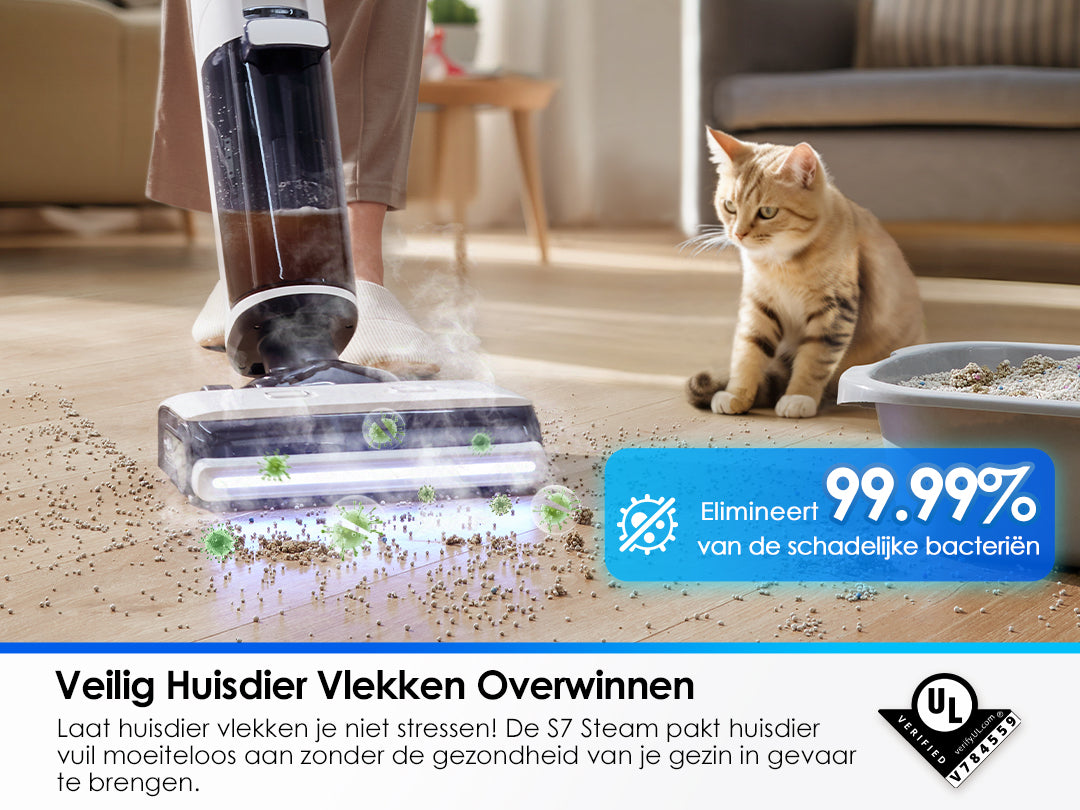 Tineco FLOOR ONE S7 Steam Intelligente Stofzuiger met Dweilfunctie, stofzuiger, ​steelstofzuiger, draadloze stofzuiger, beste stofzuiger, dweil