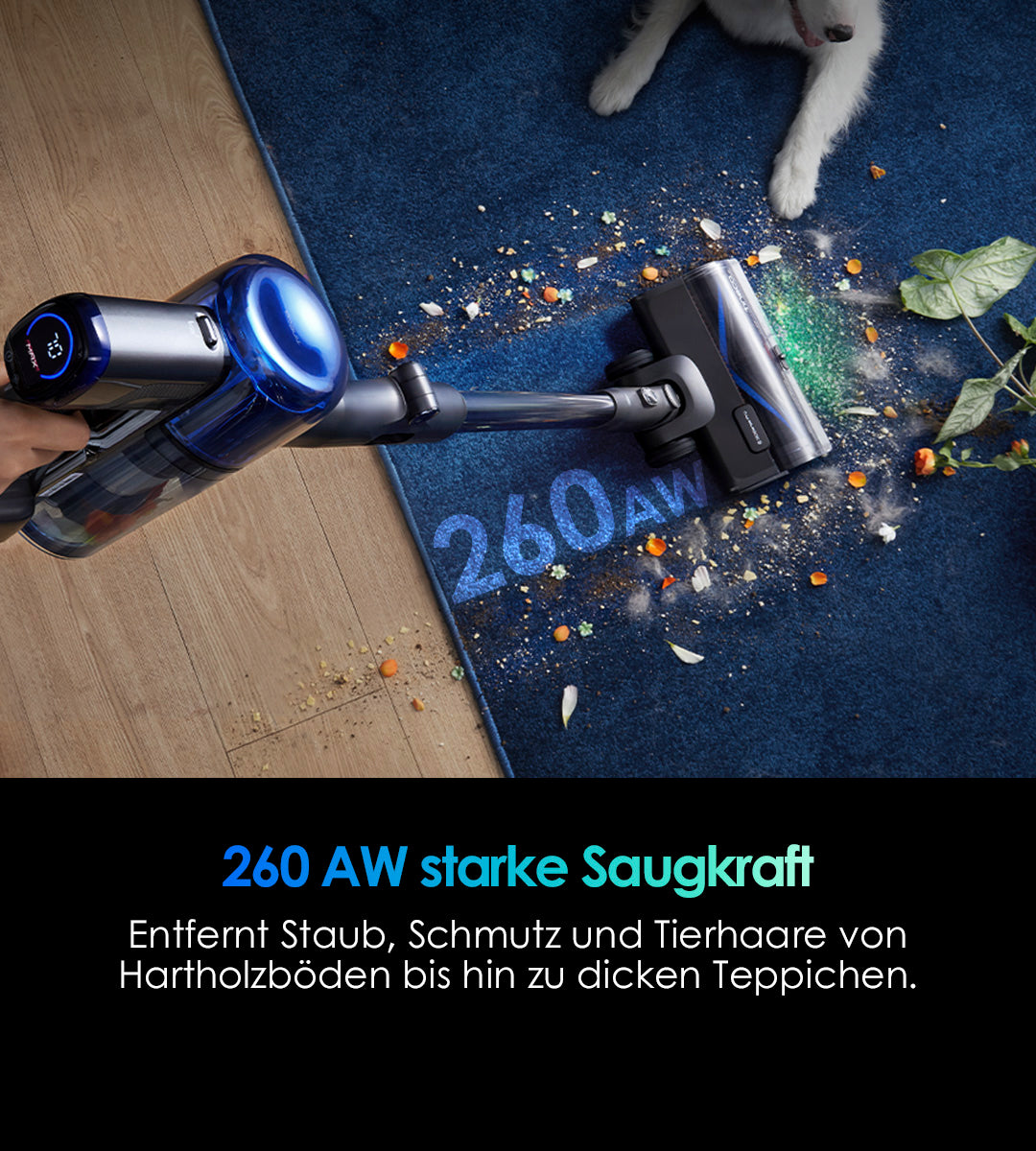 TINECO PURE ONE S70 Smarter Akkustaubsauger, staubsauger, staubsauger kabellos, kabelloser staubsauger, bester akku staubsauger, Tineco 200AW starke Saugkraft - Entfernung von Staub, Schmutz und Tierhaaren von Hartholzböden bis zu dicken Teppichen, leistungsstarker kabelloser Staubsauger für Haustierhaushalte