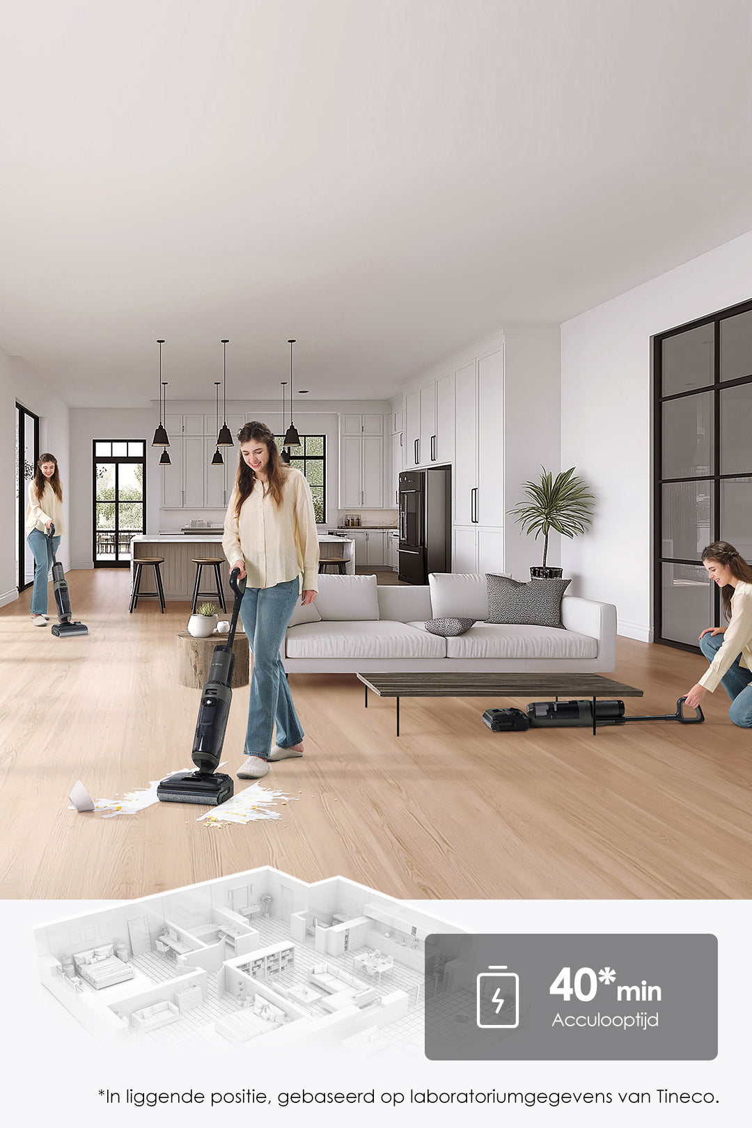 Tineco FLOOR ONE i6 Stretch Stofzuiger met Dweilfunctie,stofzuiger met zak, stofzuiger, ​steelstofzuiger, draadloze stofzuiger, dweil