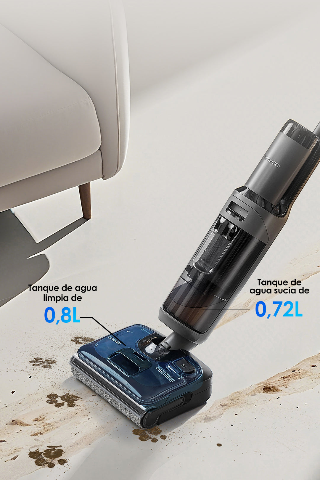 Tineco FLOOR ONE i6 Stretch Aspiradora en Seco y Húmedo, aspiradora sin cable, aspiradora de mano, aspirador sin cable, aspiradoras sin cable