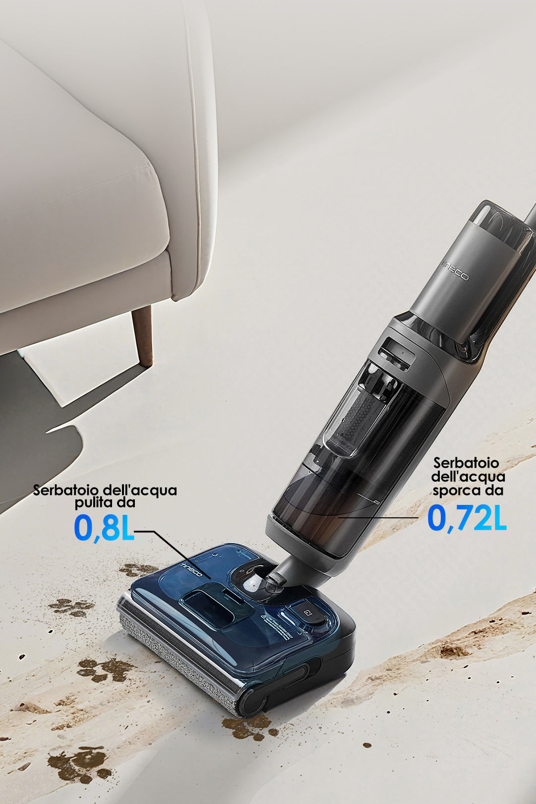 Tineco FLOOR ONE i6 Stretch Nass- und Trockensauger, aspirapolvere senza fili, scopa elettrica senza fili