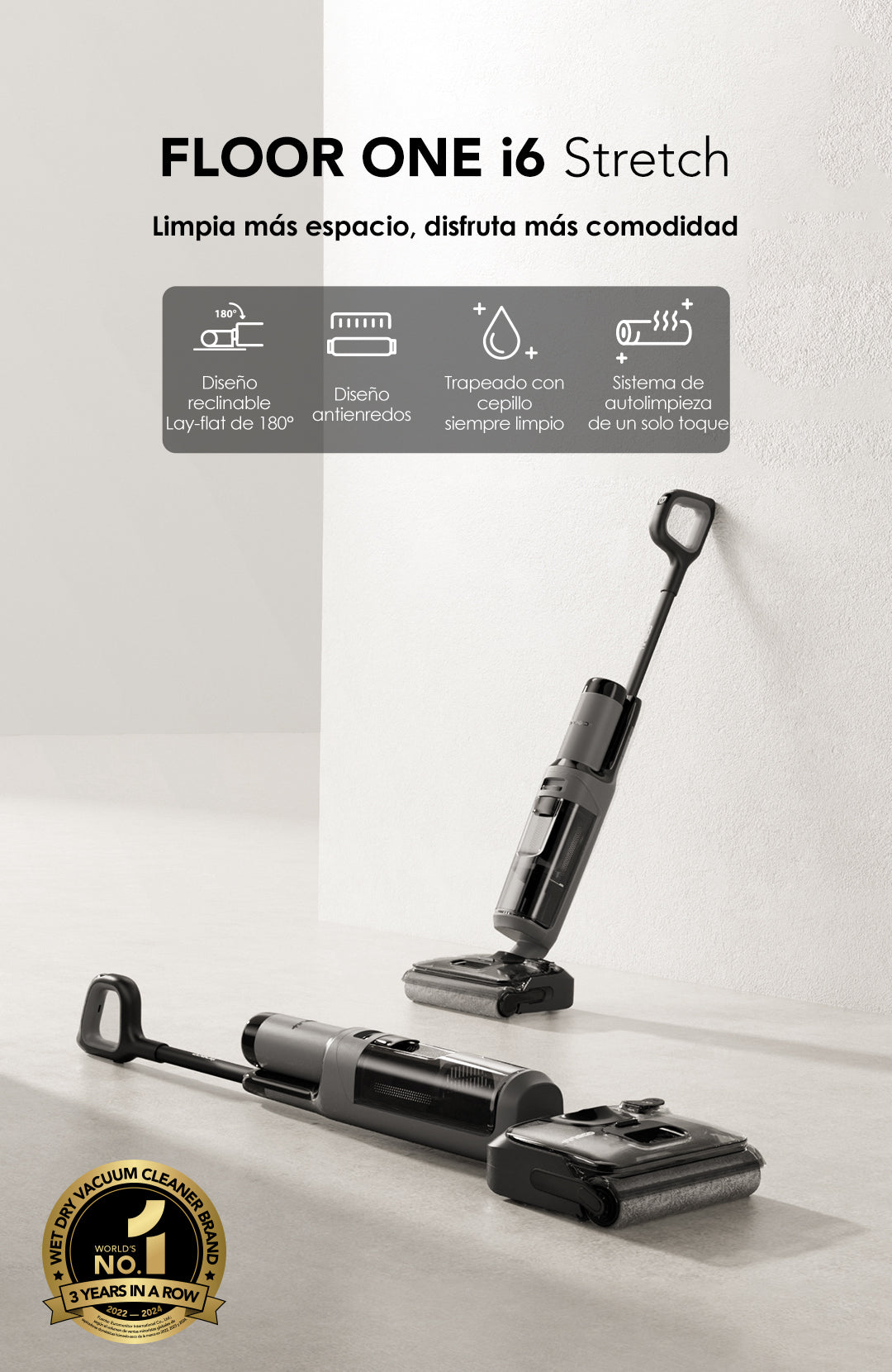 Tineco FLOOR ONE i6 Stretch Aspiradora en Seco y Húmedo, aspiradora sin cable, aspiradora de mano, aspirador sin cable, aspiradoras sin cable