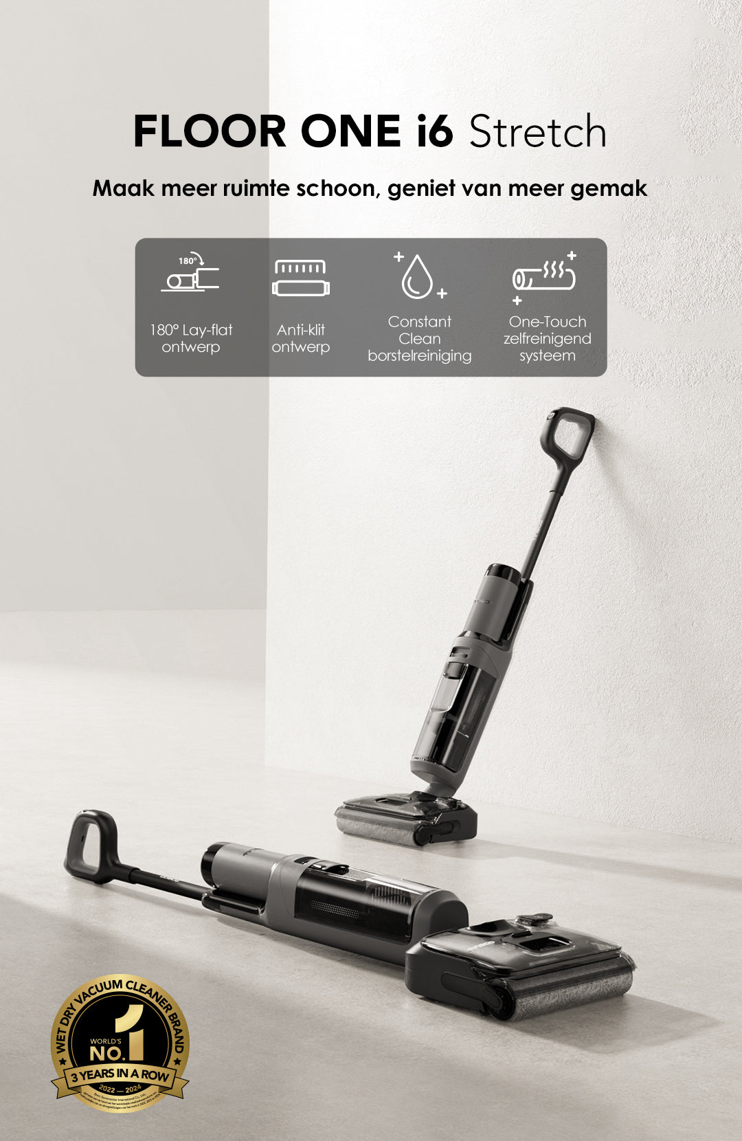 Tineco FLOOR ONE i6 Stretch Stofzuiger met Dweilfunctie,stofzuiger met zak, stofzuiger, ​steelstofzuiger, draadloze stofzuiger, dweil