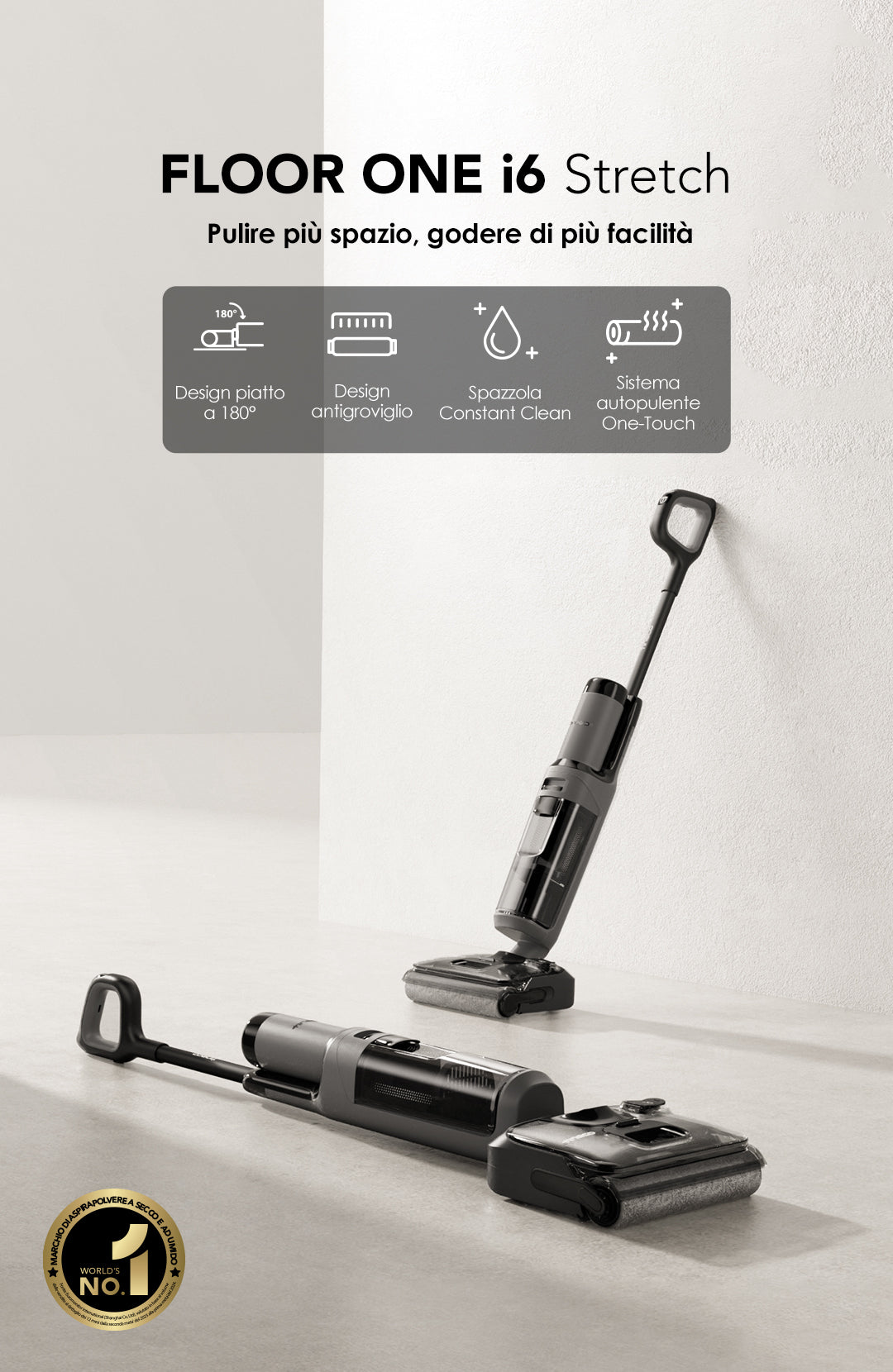 Tineco FLOOR ONE i6 Stretch Nass- und Trockensauger, aspirapolvere senza fili, scopa elettrica senza fili