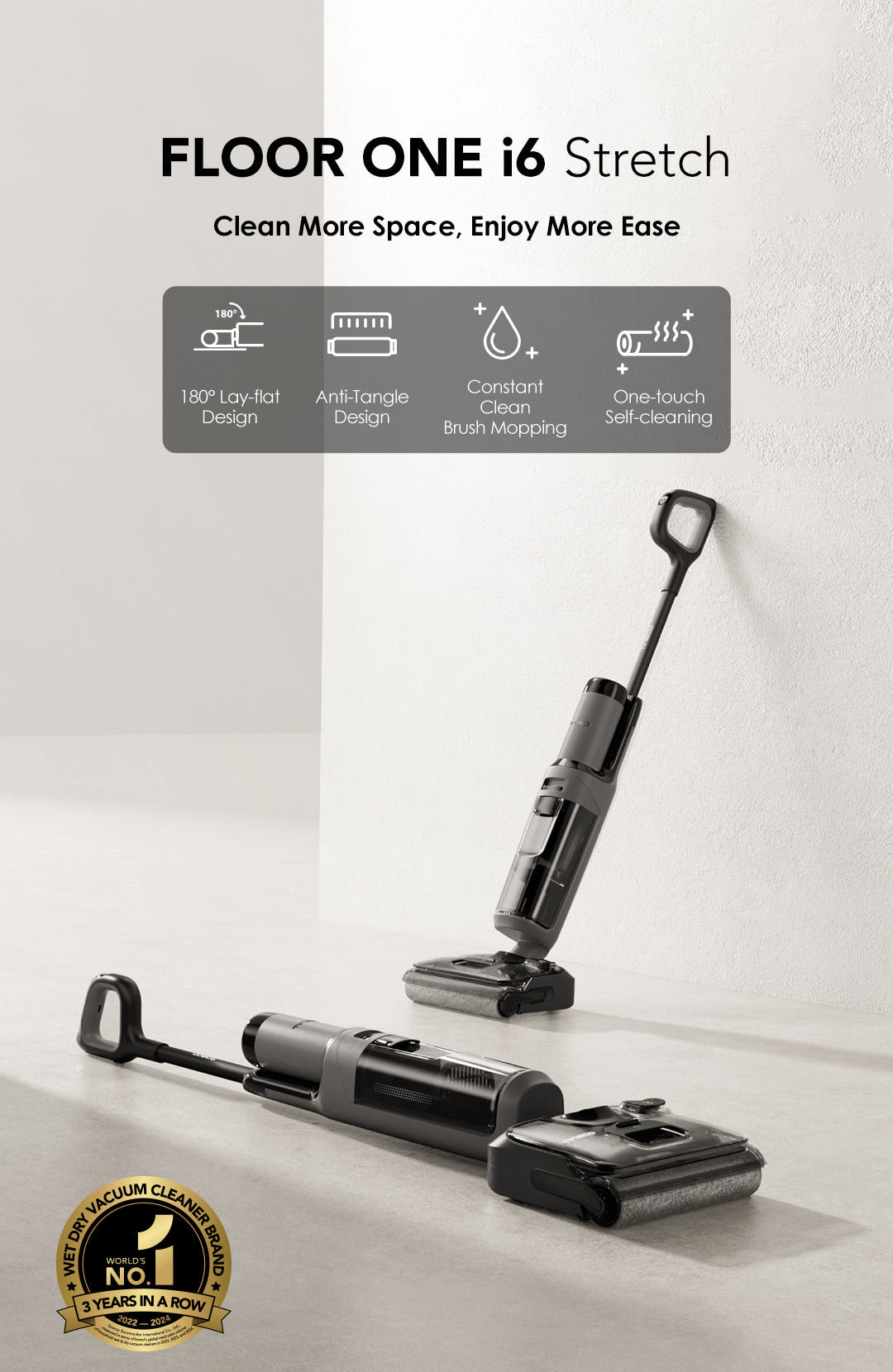 Tineco FLOOR ONE i6 Stretch Aspiradora en Seco y Húmedo, aspiradora sin cable, aspiradora de mano, aspirador sin cable, aspiradoras sin cable