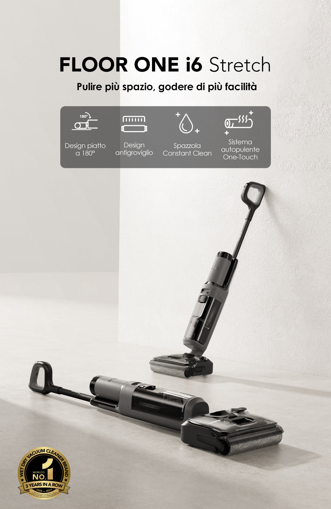 Tineco FLOOR ONE i6 Stretch Nass- und Trockensauger, aspirapolvere senza fili, scopa elettrica senza fili