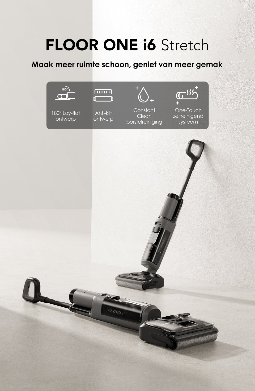 Tineco FLOOR ONE i6 Stretch Stofzuiger met Dweilfunctie,stofzuiger met zak, stofzuiger, ​steelstofzuiger, draadloze stofzuiger, dweil