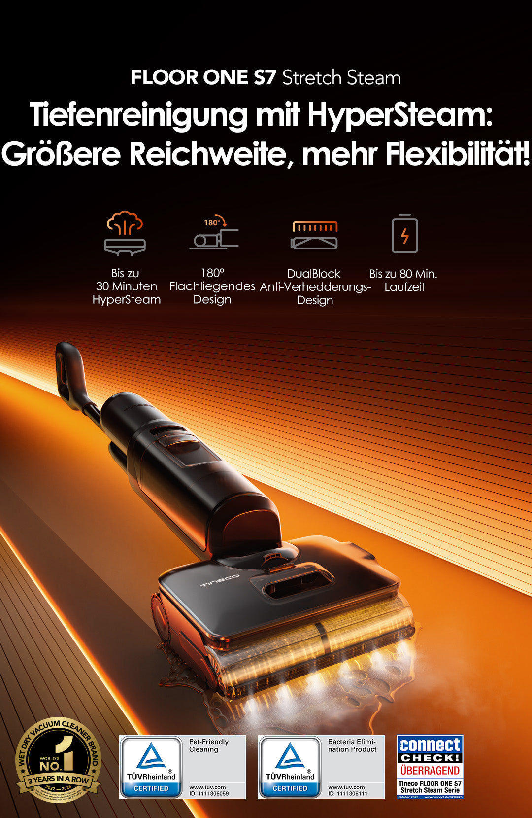 Tineco FLOOR ONE S7 Stretch Steam Nass- und Trockensauger, dampfreiniger, nass trockensauger, wischsauger, staubsauger, Besen, staubsauger kabellos, akku staubsauger
